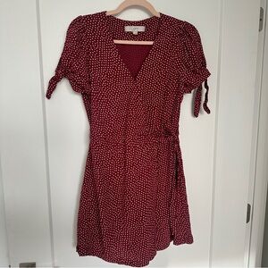 Ann Taylor LOFT Burgundy Polka Dot Mini Dress